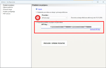 Podatci za kori�tenje ePoslovanje za slanje i primanje eRa�una