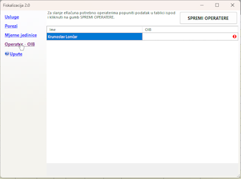 Validiranje podataka operatera